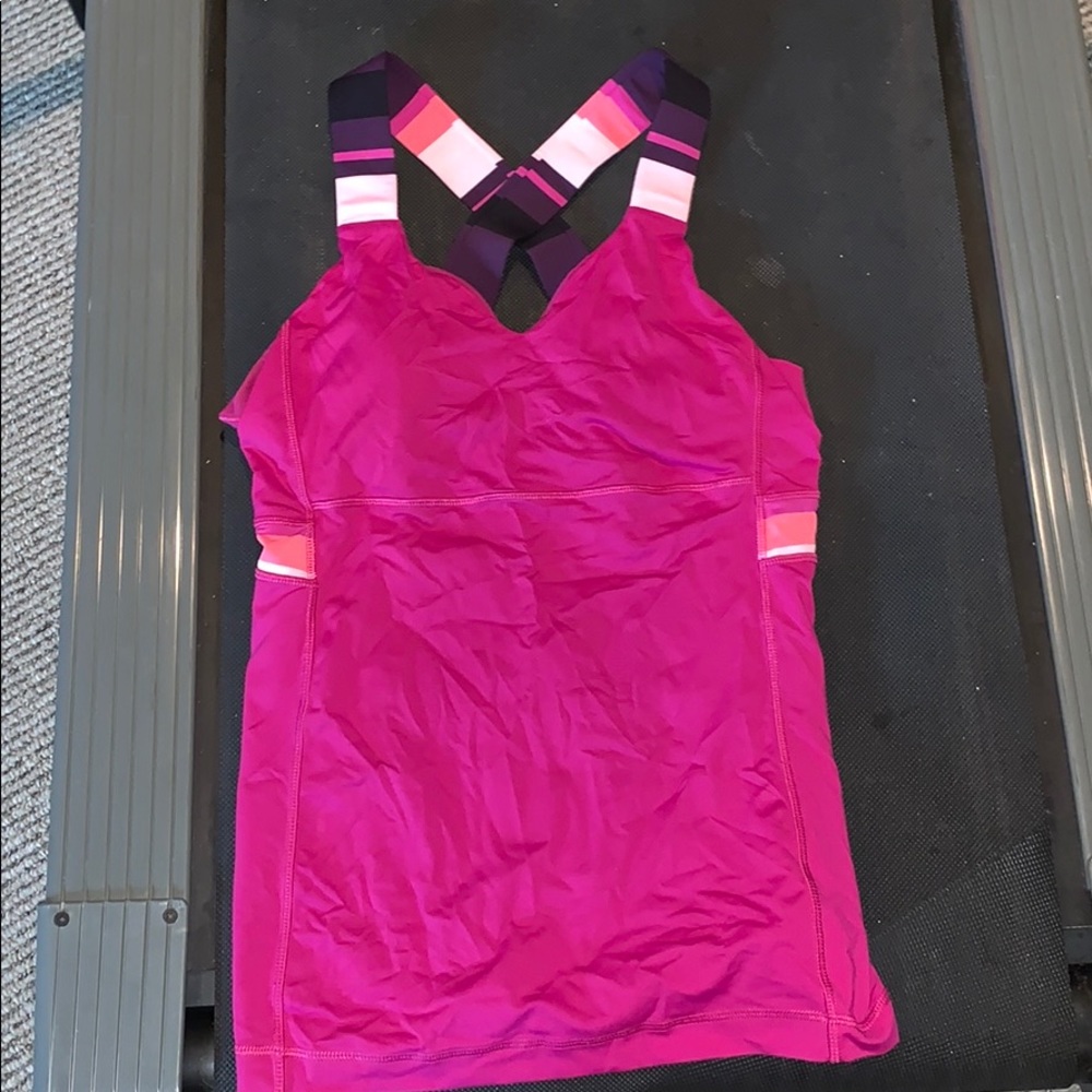 Lulu lemon Strappy Back Magenta Tank Top Size 6